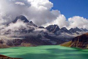 landscape, Nature, Lake, Mountain, Clouds, Pakistan, Himalayas, Summer, Green, Water