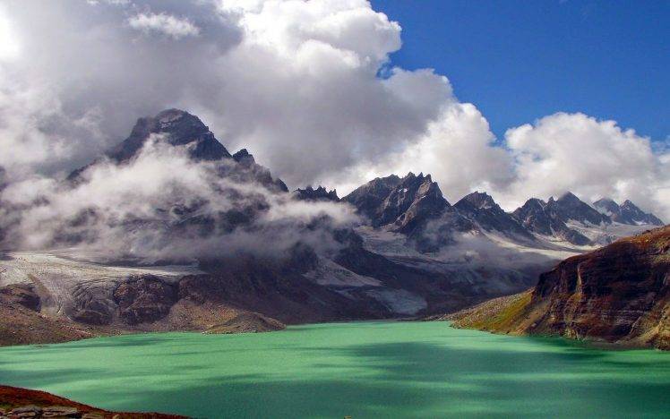 landscape, Nature, Lake, Mountain, Clouds, Pakistan, Himalayas, Summer, Green, Water HD Wallpaper Desktop Background