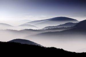 mountain, Landscape, Mist, Silhouette