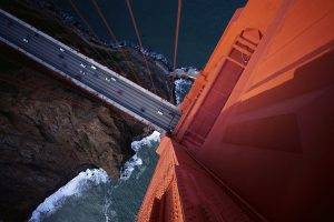 aerial View, Bridge, Rock, Car, Golden Gate Bridge