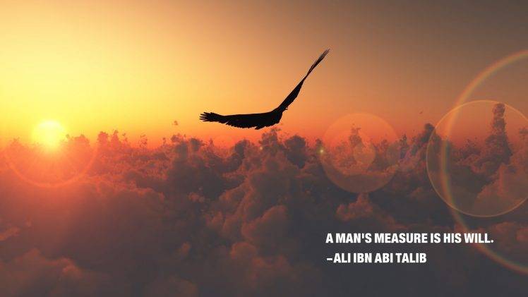 Ali Ibn Abi Talib, Islam, Imam, Quote, Eagle, Nature, Clouds, Sunrise, Motivational, Sunset HD Wallpaper Desktop Background