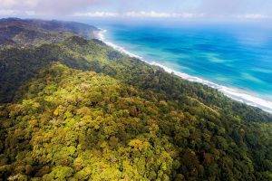 nature, Landscape, Aerial View, Beach, Sea, Clouds, Forest, Jungles, Costa Rica, Hill