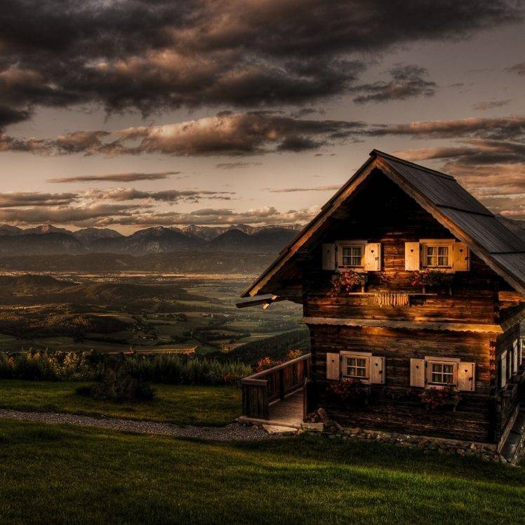 house, Overcast, Nature, Landscape, Mountain, Dream House, Alone HD Wallpaper Desktop Background