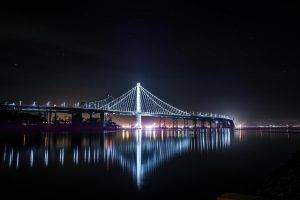 night, Landscape, Lights, San Francisco, California, Water, City, Cityscape