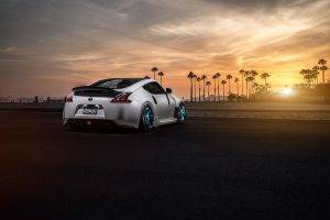 Nissan, 370Z, Car, Stance, Sunlight, Palm Trees