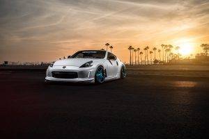 Nissan, 370Z, Car, Stance, Sunlight, Palm Trees, Tuning
