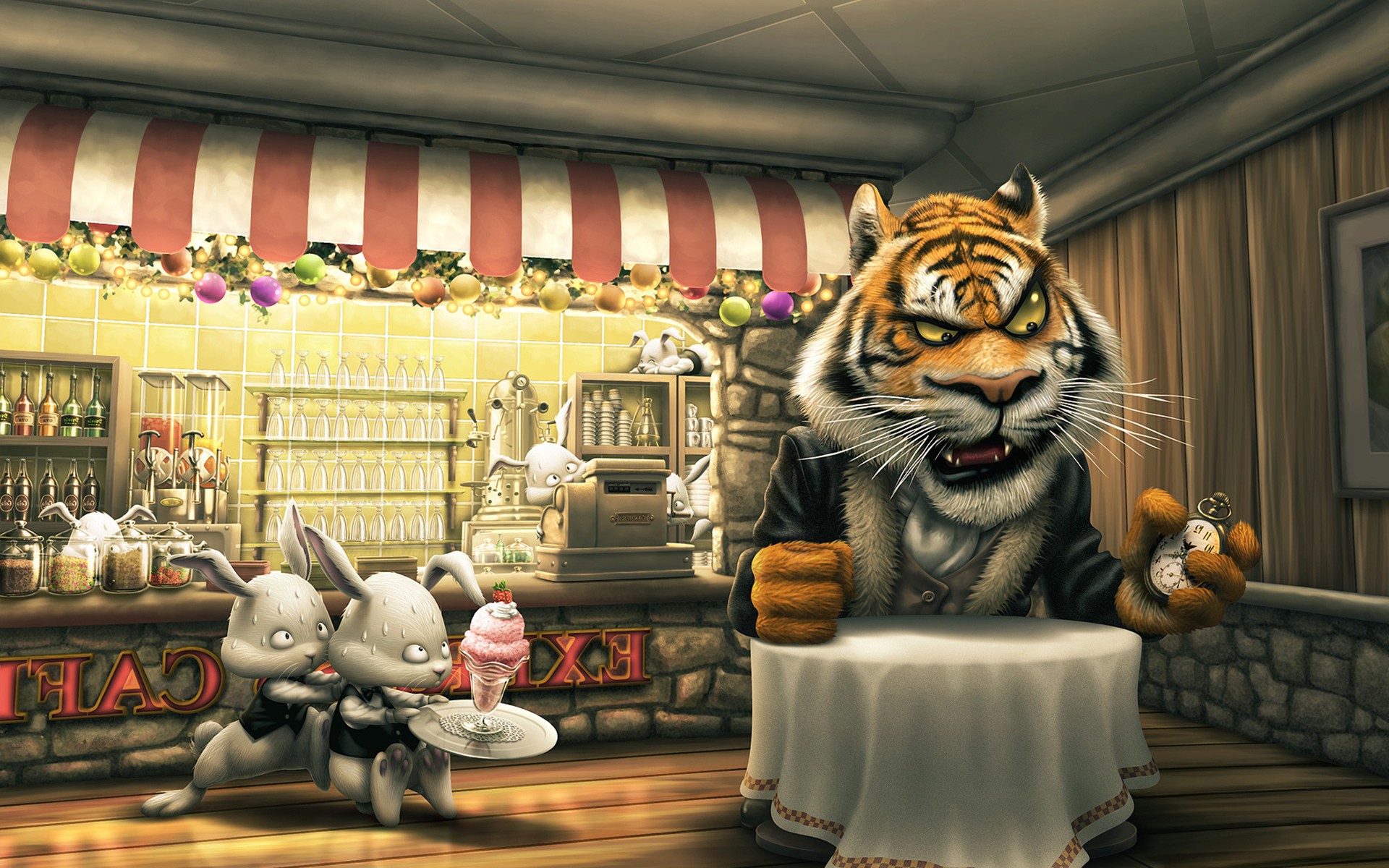 tiger, Humor Wallpaper