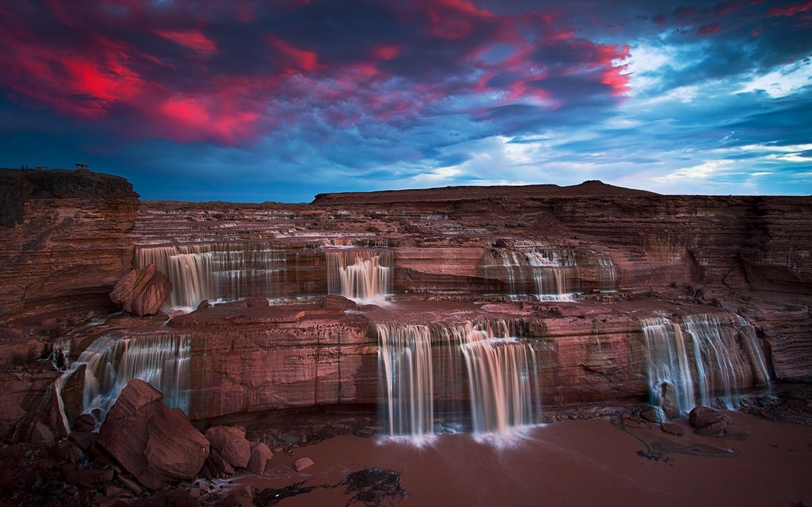 nature, Landscape, Waterfall, Sunset, Arizona, Erosion, Clouds, Chocolate Wallpaper