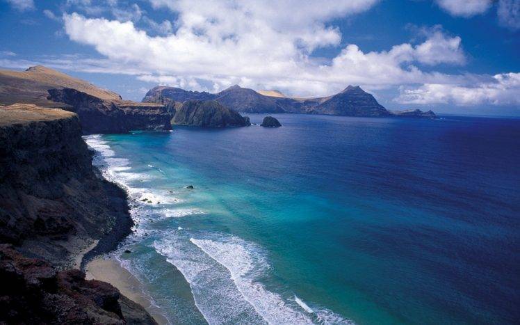 landscape, Nature, Beach, Island, Chile, Cliff, Clouds, Hill, Sea, Coast, Rock, Water HD Wallpaper Desktop Background