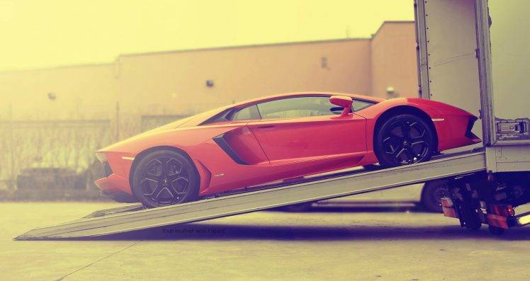 Lamborghini Aventador, Car, Orange HD Wallpaper Desktop Background