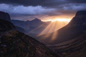 nature, Landscape, Sun Rays, Mountain, Clouds, Forest, Valley, Sunrise, Fall