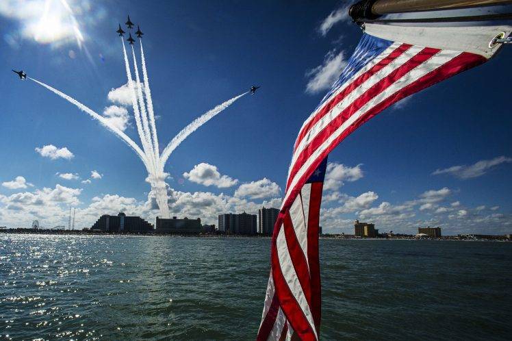 USA, Military, American Flag, Military Aircraft, Thunderbirds HD Wallpaper Desktop Background