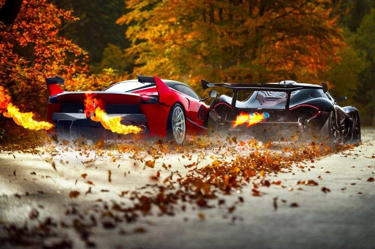 race Cars, Car, Ferrari FXXK, McLaren P1, Fire HD Wallpaper Desktop Background