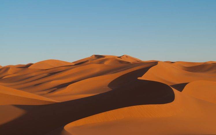 nature, Landscape, Desert, Sand, Dune, Clear Sky, Shadow HD Wallpaper Desktop Background