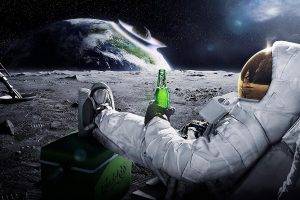 space, Astronaut, Meteors, Earth, Beer, Carlsberg
