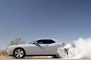 muscle Cars, Car, Burnout, Dodge Challenger, Smoke, White Cars