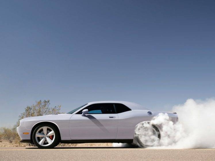 muscle Cars, Car, Burnout, Dodge Challenger, Smoke, White Cars HD Wallpaper Desktop Background