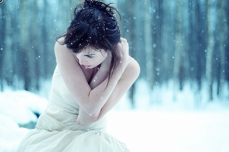 women, White Dress, Snow, Winter, Brunette, Pale HD Wallpaper Desktop Background