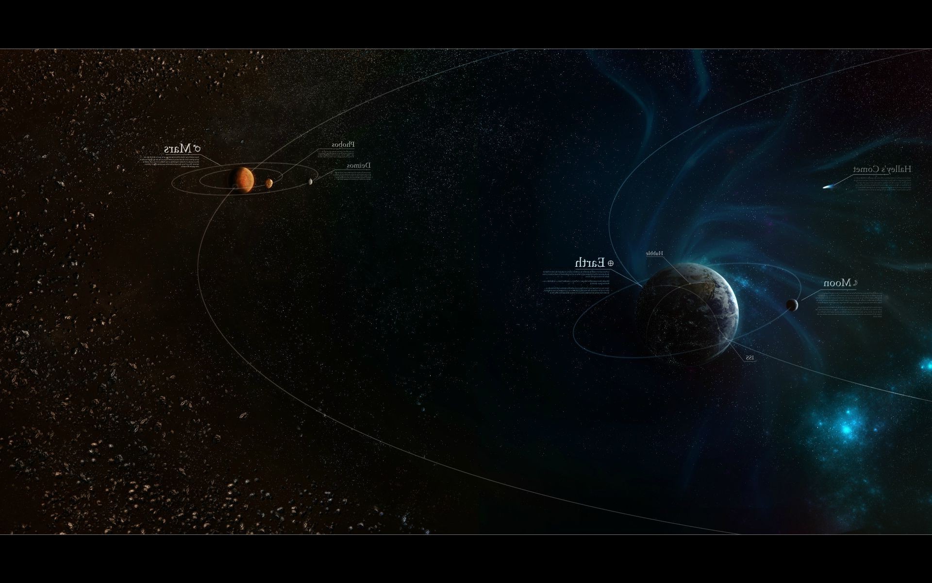 space, Earth, Mars, Comet Wallpaper