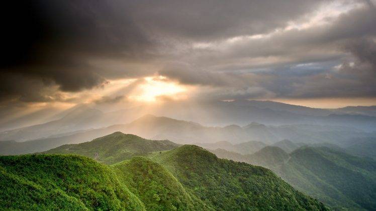 hill, Alone, Clouds, Sun Rays, Landscape, Photography, Nature HD Wallpaper Desktop Background