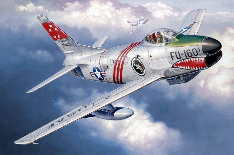 artwork, Military, F 86 D Sabre, Jet, Painting HD Wallpaper Desktop Background