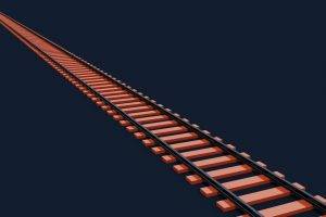 railway, Train, Abstract, Orange, Render, CGI, Blender, Modern, Simple, Minimalism, 3D, Digital Art, Simple Background