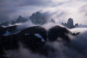 nature, Landscape, Mist, Mountain, Alps, Clouds, Italy, Snowy Peak, Summit