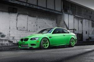 car, BMW, Selective Coloring, BMW 3, Green, BMW 3 Series (E92)