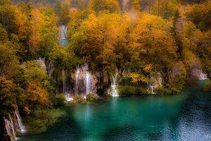 nature, Landscape, Trees, Forest, Waterfall, Lake, Water