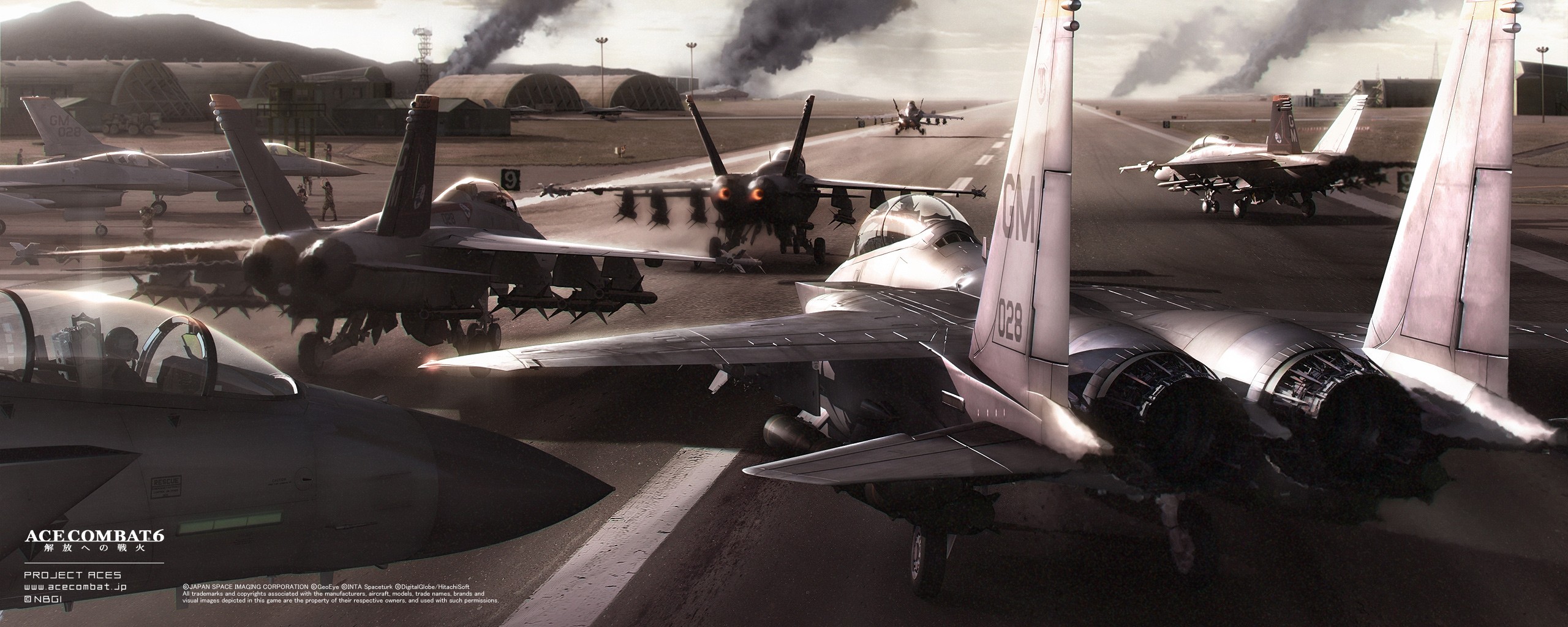 Ace Combat 6: Fires Of Liberation, Video Games, Aircraft, F 15 Strike Eagle, FA 18 Hornet, General Dynamics F 16 Fighting Falcon, Runway Wallpaper