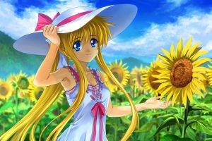 anime, Anime Girls, Sunflowers