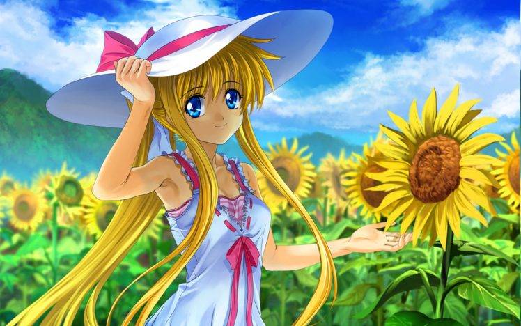 anime, Anime Girls, Sunflowers HD Wallpaper Desktop Background