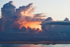 nature, Landscape, Boat, Clouds, Sunset, Sea, Tropical, Water