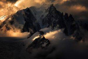 mountain, Sunrise, Alps, Nature, Summit, Snow, Clouds, Landscape, Gold, Wind, Cold, Sunlight