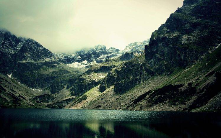 mountain, Frost, Lake, Overcast, Landscape HD Wallpaper Desktop Background