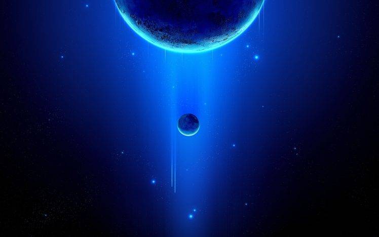 space, Stars, Planet, Moon, Blue, Space Art HD Wallpaper Desktop Background
