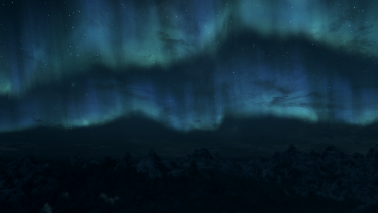 The Elder Scrolls V: Skyrim, Aurorae, Landscape, Clouds, Video Games HD Wallpaper Desktop Background