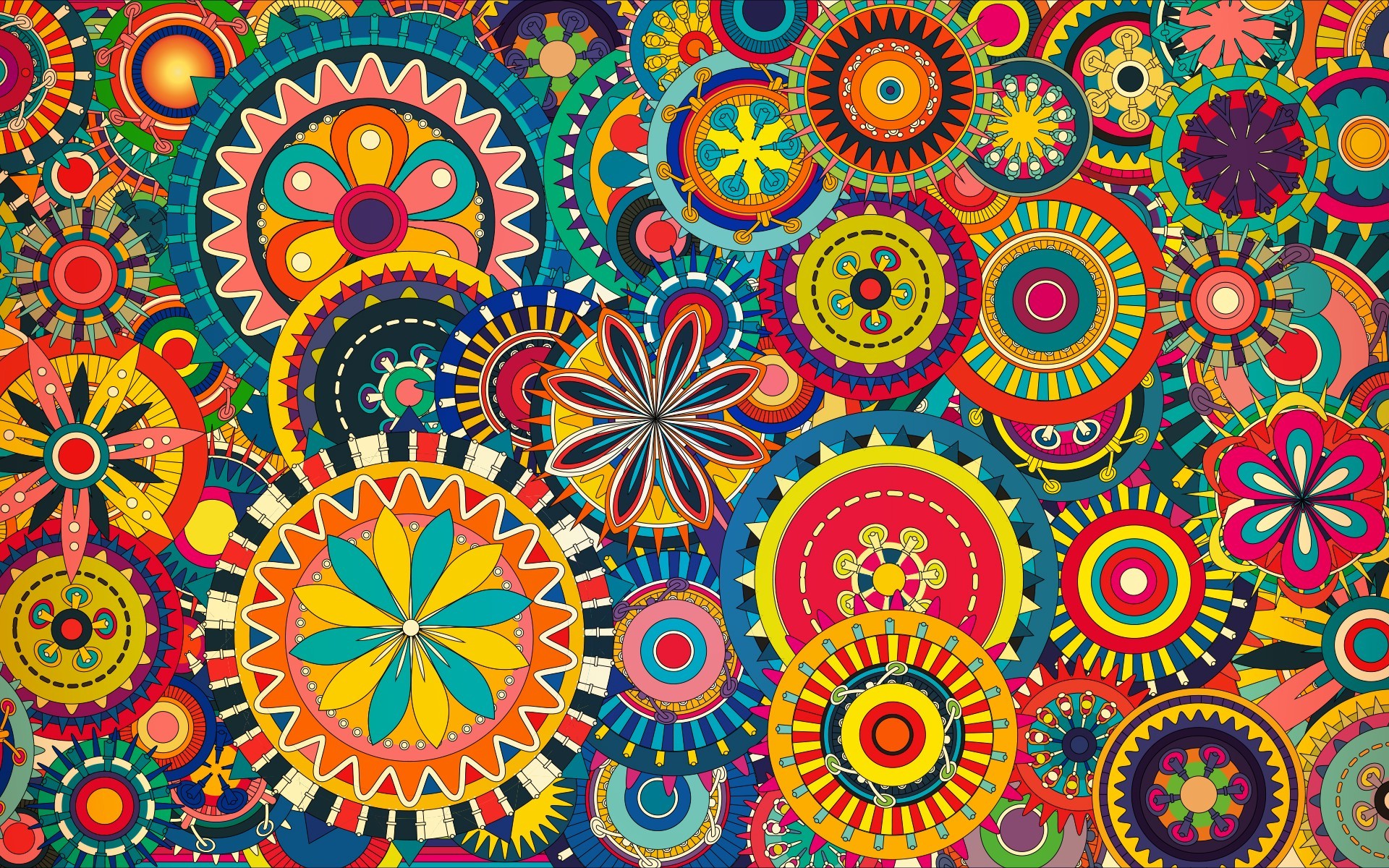 colorful, Digital Art, Geometry, Circle, Symmetry, Flowers, Pattern
