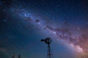 nature, Landscape, Night, Stars, Long Exposure, Clear Sky, Tower, Trees, Milky Way, Wheels, Silhouette