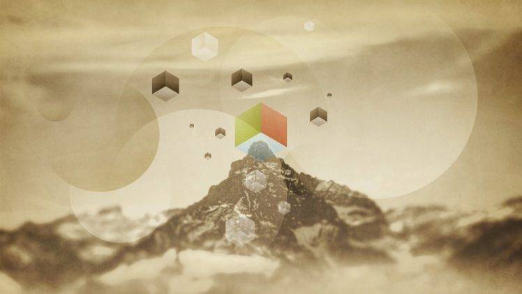 abstract, Cube, Mountain, Circle HD Wallpaper Desktop Background