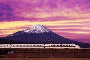 Mount Fuji, Train, Landscape, Japan