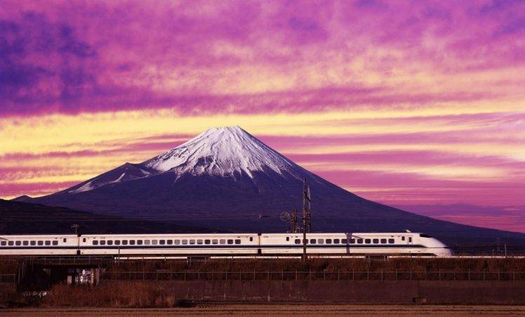 Mount Fuji, Train, Landscape, Japan HD Wallpaper Desktop Background