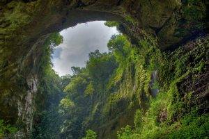 nature, Landscape, Cave, Forest, Overcast, Trees