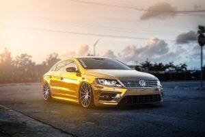 gold, Volkswagen, Passat, Car, Sun Rays