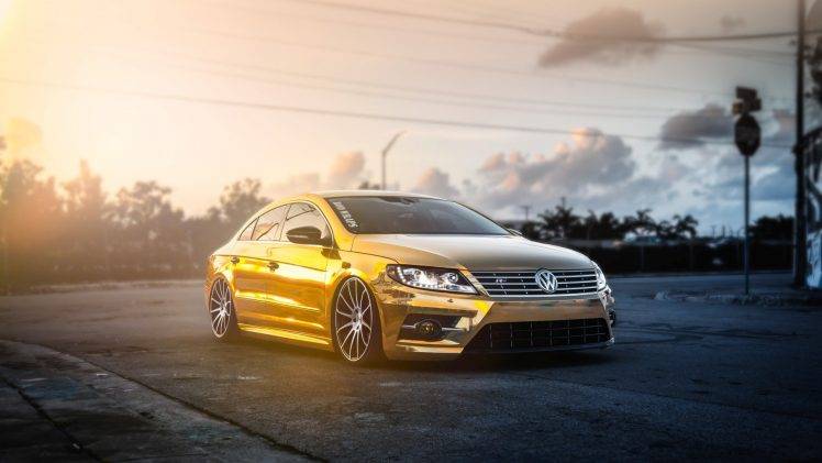 gold, Volkswagen, Passat, Car, Sun Rays HD Wallpaper Desktop Background