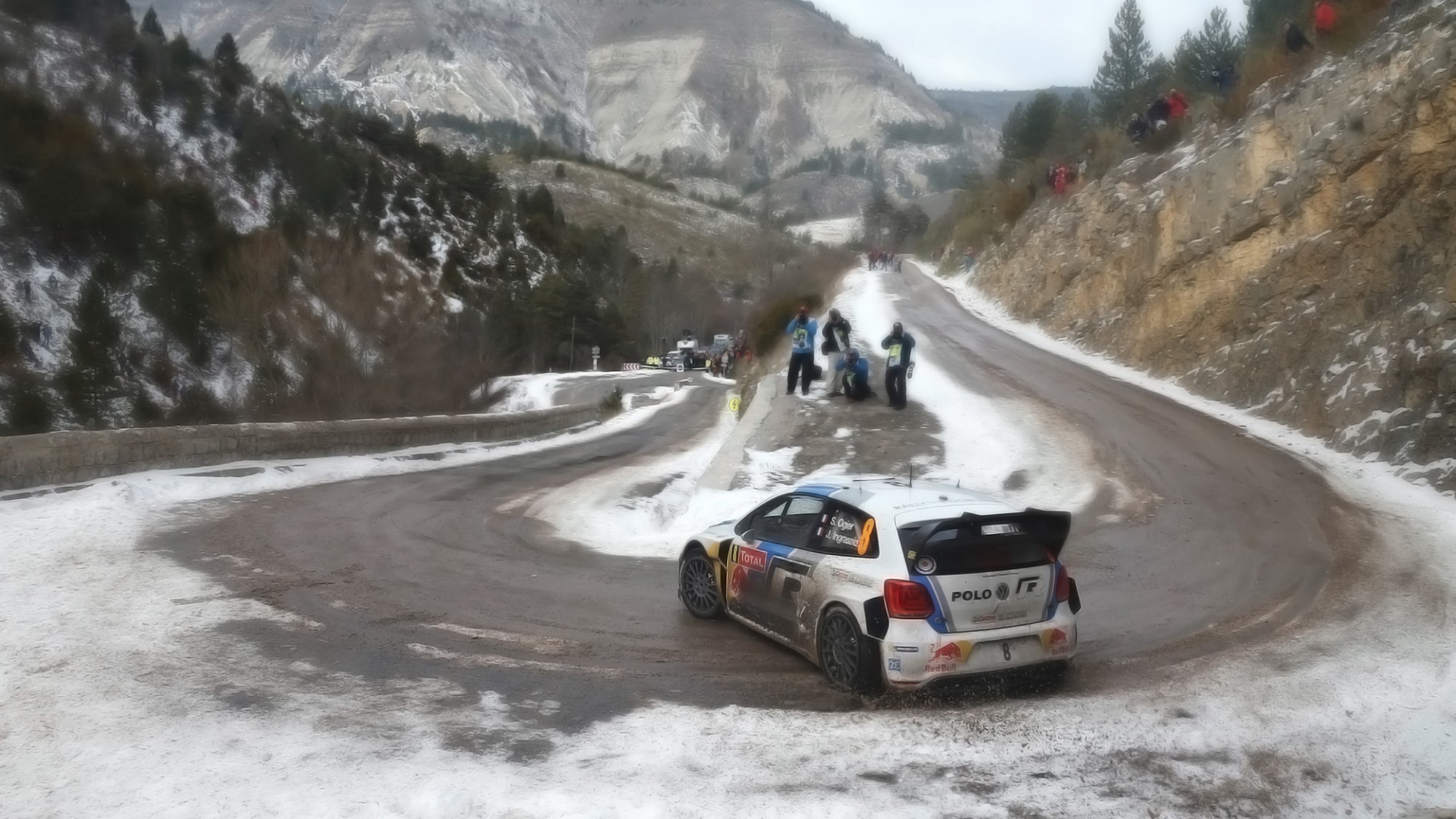 Turn, Drift, Car, Rally Cars, Winter, Snow, VW Polo, VW Polo WRC, Camera, Wrc Wallpaper