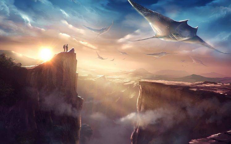 fantasy Art, Stingray, Animals, Flying HD Wallpaper Desktop Background