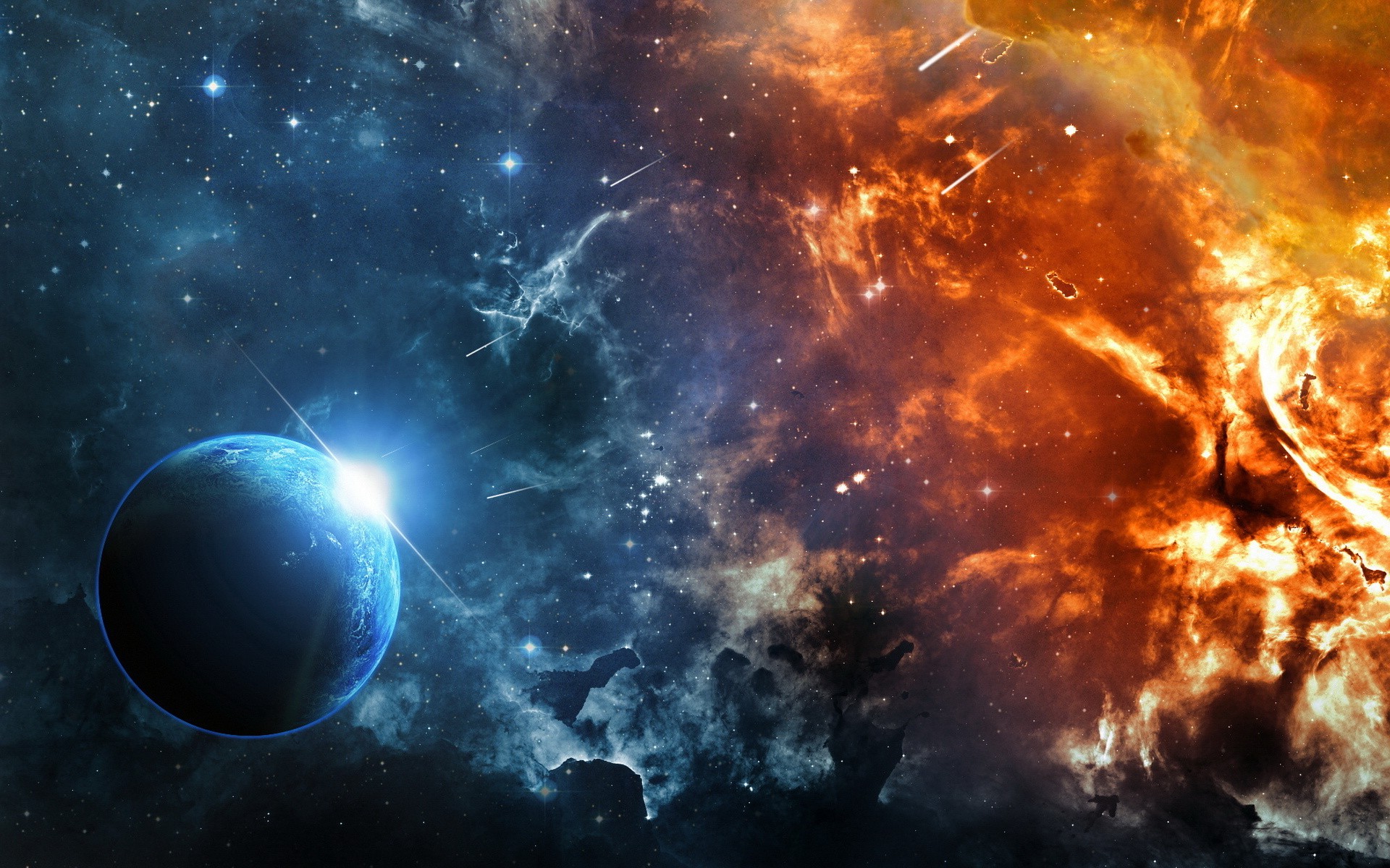 Space Fire Ice Planet Supernova Wallpapers Hd Desktop And
