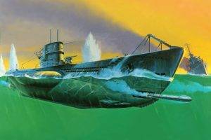military, Submarine, Artwork, Split View