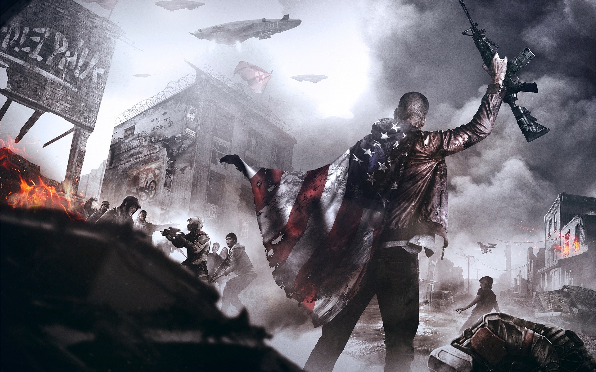 video Games, Concept Art, Homefront, Homefront: The Revolution, Weapon, Flag, American Flag Wallpaper